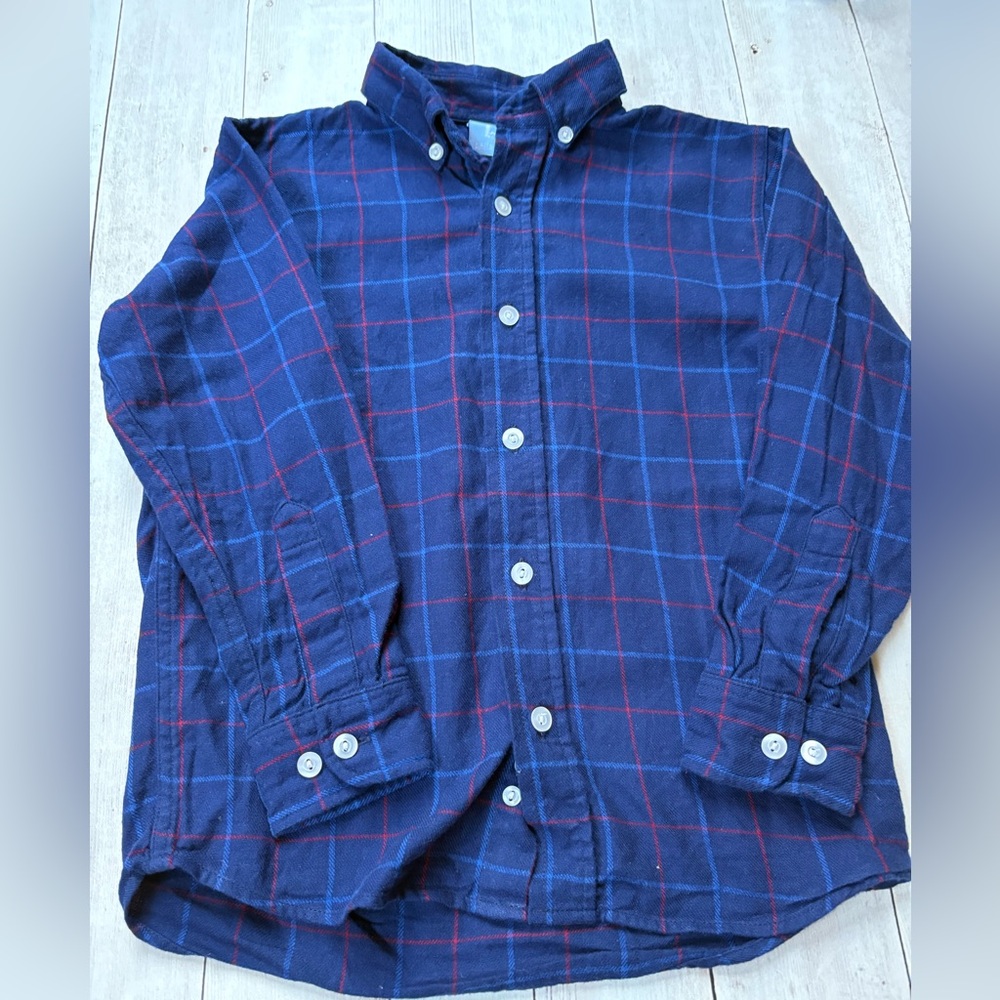 Boys Bella Bliss size 5 Blue and Red Plaid Button-Up Shirt